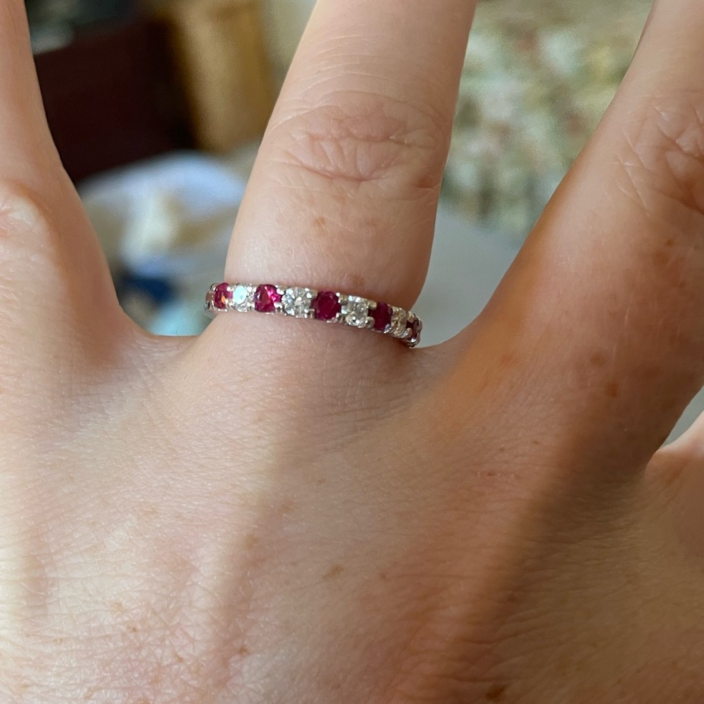 White Gold Ruby and Diamond Ring